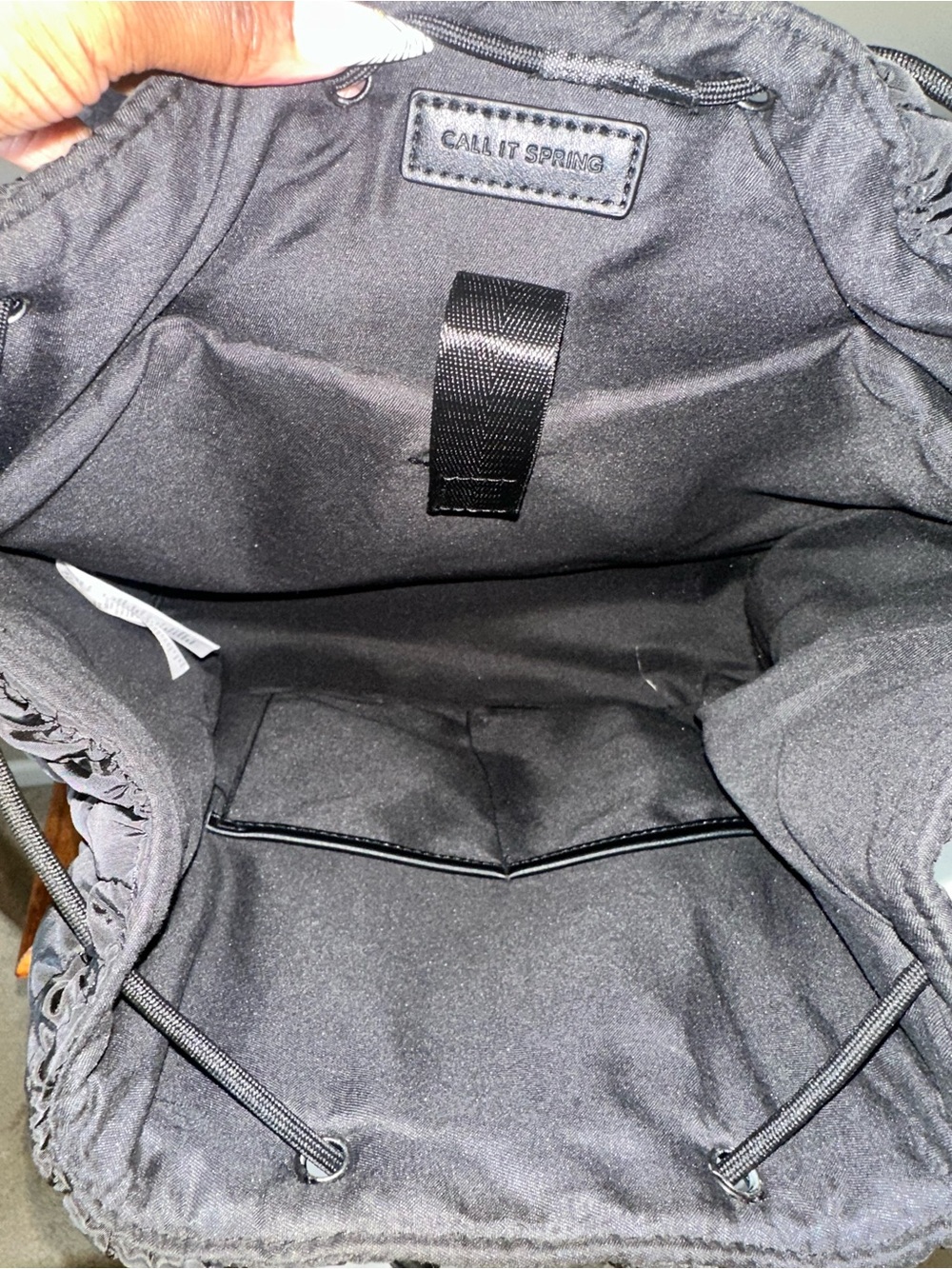 Call It Spring Black Quilted Drawstring Backpack - Picture 7 of 7